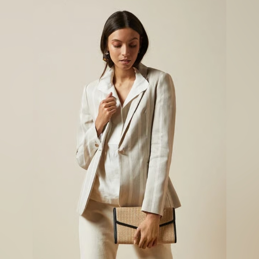 TED BAKER | Samika Striped Linen Jacket - Picture 2 of 7